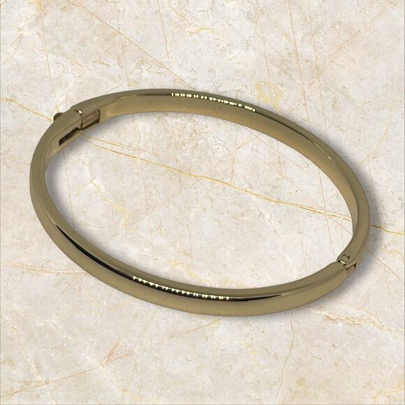 Gold Tone Bangle Bracelet Fashion Stylish Cocktail Minimal Chic Elegant Trendy - Picture 3 of 8